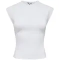 ONLY Shirttop ONLMIRA CAPSL RUCHING TOP JRS NOOS Baumwollmischung, regular fit, Rundhals weiß S (36)