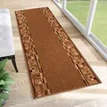 TAPISO Anti Rutsch Teppich Läufer rutschfest Brücke Meterware Modern Hellbraun Braun Vierecke Figuren Design Flur Küche Wohnzimmer 67 x 100 cm