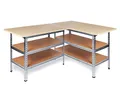 Ondis24 Werkstatt-Set Ecklösung Sparfuchs-Uwe 180 x 120 x 92 cm (H), 2X Werkbank aus Metall, melaminbeschichtete Arbeitsplatte, Problemlöser für Ecke