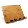 Joeji's Kitchen Buchständer Holz - Bücher Halter & Tablet Ständer Holz - Buch Halterung mit Verstellbarer Buchstütze - Kochbuch Halterung für Küche aus Bambus - Leseständer