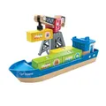 Hape Frachtschiff und Hafenkran - Holzspielzeug für Kinder, realistisches Spielset mit Kran, Schiff und Containern, fördert Kreativität, Motorik und Rollenspiel, geeignet ab 3 Jahren