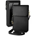 moex Handytasche zum Umhängen für Samsung Galaxy A71 – Kleine Handtasche mit Handyfach und Sichtfenster, 2 zusätzliche Fächer - Handy Umhängetasche Damen, Onyxschwarz