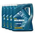 MANNOL Molibden SAE 10W-40 Motoröl API SN, VW 501.01, 4x5 Liter