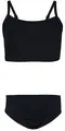 Aquarti Mädchen Bikini Set Bustier Bikinislip Zweiteiliger Badeanzug, Farbe: 038 Jacquard Punkte Schwarz, Größe: 158