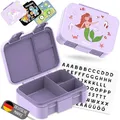 BEARFOOT Bento Box COMPACT | BPA-freie Kinder Brotdose für Schule & Kindergarten | Auslaufsichere Lunchbox für Mädchen & Jungen | Praktisch, leicht & kompakt (Meerjungfrau-lila, 650ml)