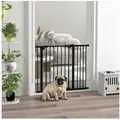 PawHut Hundegitter Schutzgitter für Haustier, Hundegitter inkl. Verlängerung (Absperrgitter, 1 St., Türschutzgitter), für Garten, Balkon, Schwarz schwarz 94 cm x 77 cm x 2 cm