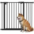 PawHut Türschutzgitter Treppenschutzgitter mit 14 cm Verlängerung Türgitter ohne Bohren mit Auto-Close Treppengitter für Breiten 74-94 cm Beidseitig Schwenkbar Metall Schwarz