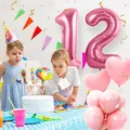 Geburtstag zahlen luftballon 12 jahre | Folienballon Rosa- Folienballon in 40"-101cm Geburtstagsdeko - Ballon Zahl Deko zum Geburtstag fliegt mit Helium für Mädchen Junge 12.Geburtstags