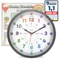 Bada Bing Montessori Wanduhr für Kinder - bruchfeste Acrylglasscheibe - Lernuhr ohne Tick Geräusch - analoge Kinderuhr zum Lernen der Uhrzeit - Kinderzimmer Mädchen, Jungen Uhr Ostergeschenk Kinder
