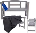 MODO24 Gartenbank Holz, 2-Sitzer, Schutzhülle Cordura, Friesenbank, Parkbank, Massivholz, 46x118x78 cm, Grau Imprägniert, G01