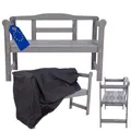 MODO24 Gartenbank aus Holz, Schutzhülle aus Cordura, Parkbank, Gartenmöbel, Sitzbank, Bank Friesenbank, Holzbank, 2-Sitzer, In- & Outdoor, FSC-Holz, Abmessungen 46x118x78 cm, Farbe: Grau