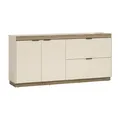 Sideboard Kommode 2 Türen Schubladen Praline Elm Dekor Sandgrau 183 x 86 cm