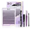 B&Q Lashes Extension Set 144PCS Fairy Lash Clusters Unsichtbares Band 8-16MIX...