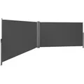 SONGMICS Doppelseitenmarkise, 1,8 x 6 m (H x L), ausziehbare Seitenmarkise, Sichtschutz, Sonnenschutz, Seitenrollo, für Balkon, Terrasse und Garte... - Grau
