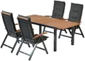 MERXX Garten-Essgruppe Tilos, (5-tlg), 4 Klappsessel mit ausziehbarem Tisch
