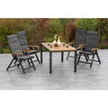 MERXX Gartenmöbelset "Tilos", 4 Sitzplätze, Aluminium/Akazienholz, inkl. Auflagen - grau