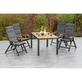 Merxx Gartenmöbel Tilos Set 9tlg. 4 Klappsessel + 4 Kissen + 1 Ausziehtisch