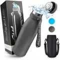 Trinkflasche Edelstahl  BPAfreie Isolierflasche 750 ml  Auslaufsichere Wasser...