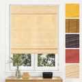 Victoria M. Bambus Raffrollo Sonnenschutz Sichtschutz Rollo Seitenzugrollo, für Fenster und Türen, Blickdicht, 70 x 130 cm, Natur