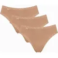sloggi Taillenslip 24/7 Cotton Lace (3er Pack) mit edler Spitze und flachen Nähten beige 48