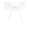 MIRROSI Taillengürtel Wickelgürtel aus Echtleder, Schleife mit breitem Bund (mit breitem Bund zum Wickeln (7cm Breit, 265cm lang) OBi Gürtel, Bindegürtel, Schnürgürtel, Wickelgürt (Weiß)
