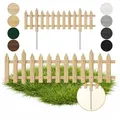 Floranica Zierzaun Vorgartenzaun Steckzaun Gartenzaun Zierzaun Lattenzaun Friesenzaun, (40 x 100 cm, 1-St., Unbehandelt), Blummen Beeten Zaun aus Holz mit Metalpfosten, Beetabgrenzung beige 100 cm x 40 cm