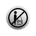 Schild Bitte setzen Ø 75 mm Toilettenschild aus Aluminium gebürstet Edelstahloptik Nr.8474-K