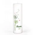 Striefchen® Kerze Taufe|Kommunion|Konfirmation|Motiv Pusteblume|Wunschangaben