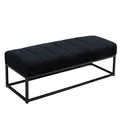 Wohnling Sitzbank Samt Schwarz 108x40x40 cm Flur Polsterbank mit Metallgestell, Design Bettbank Schlafzimmer Gesteppt, Flurbank Garderobenbank Modern