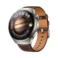 HUAWEI Watch 4 Pro Smartwatch, Gehäuse aus Raumfahrt-klassifizierter Titaniumlegierung & Saphirglas, dunkelbraunes Lederarmband, eSIM Mobiltelefonie, kompatibel mit Android™ & iOS