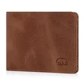 BROWN BEAR Mini Geldbörse Herren mit Münzfach | Leder Vintage Braun | RFID-Schutz | Portemonnaie Echtleder klein | Geldbeutel minimalistisch | BB Design 8006-B HBR