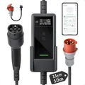 dé Mobile Wallbox 11kW mit APP [10m | 3-phasig | 6–16 A], Ladekabel e Auto CEE-16A 400V auf Typ 2 mit Einstellbarer Ladeleistung, EV-Charger für ID.3/4/5/7, IX1, Model 3/Y und andere BEV/PHEV