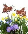 LB H&F Lilienburg Teichfigur 2er SET Gartendeko Rost Metall Biene Figur Deko Beetstecker, (Dekoration Honigbiene Rostdeko Garten Frühlingsdeko Hauseingang Gartenstecker Bienen Geschenkidee Ostern Figuren modern, Blumenstecker Honig Osterdeko Osterdekoration Balkon Terrasse Kübel), Dekostecker Ostern Frühling Dekofigur Stecker Rostdeko Osterstecker