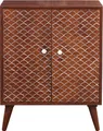 Marrakesch Vintage Kommode mit Türen aus Holz 75cm | Skandinavische Deko kleines Sideboard Komode Mathis handgeschnitzt für stilvolle Aufbewahrung & Marokkanische Deko im Wohnzimmer & Schlafzimmer