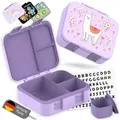 BEARFOOT Lunchbox Brotdose mit Fächern, leicht & auslaufsicher - Lama lila, PP, ABS, Silikon, Kindergarten und Schule - Mädchen und Jungen, Vesperbox, Snackbox lila 1000 ml | 16 cm x 18.5 cm x 5.8 cm