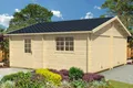 Garage Holz 44mm FALKLAND MIT SCHWINGTORE 595x595cm mit Einzeltür und Fenster