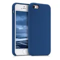 kwmobile Hülle kompatibel mit Apple iPhone SE (1.Gen 2016) / iPhone 5 / iPhone 5S Hülle - Silikon Handy Case - Handyhülle weiche Oberfläche - kabelloses Laden - Dunkelblau