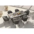 OUTFLEXX Tavio Garten-Essgruppe, schwarz/dunkelgrau, Alu/Rope/Keramik, 200/260 x 1030 cm, ausziehbar, 6 Diningsessel