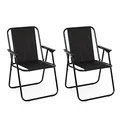 IntimaTe WM Heart Campingstuhl, Faltbarer Stuhl mit Armlehne, 2er Set Klappstuhl Angelstuhl Bequemer Strandstuhl, Tragbarer Relaxstuhl, bis 90kg Belastbar Schwarz