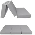 POKAR Klappmatratze 3-teilige Faltmatratze Gästematratze Feldbett Klappbett, Größe:120 x 195 x 15 cm, Farbe:Grau - Wasserdicht - Grau
