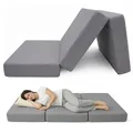 POKAR Klappmatratze 3-teilige Faltmatratze Wasserabweisend Camping Matratze Gästematratze Feldbett Klappbett Gästebett Bodenmatratze Schlafmatratze 120 x 195 x 15 cm, Grau