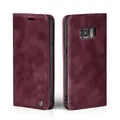 LBH Handyhülle für Samsung Galaxy S8 in Weinrot mit Karten- und Geldfach Smartphone Hülle mit Standfunktion Flip Case Schutzhülle Magnetverschluss Vintage