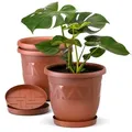 Plastard Pflanzkübel 3er, 5er, 10er Sets, Blumentopf mit passenden Untersetzer 15 - 40 cm (3 St., Blumenkübel ist Witterungs-, frost- und UV-beständig) braun Ø 30 cm