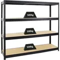 PROREGAL Schwerlastregal Dino HxBxT 180 x 180 x 60 cm Fachlast 500 kg Schwarz