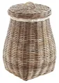 Kobolo Wäschekorb Rattankorb Aufbewahrungskorb mit Deckel - aus Rattan - kubu grey - grau