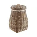 Wäschebehälter Wäschesortierer rund aus Rattan kubu grey mit Deckel Innensack