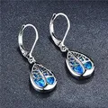 925 Sterling Silver Jewellery Exquisite Water Drop Blue White Fire Opal Life ...