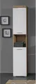 Hochschrank "Avena", Badezimmerhochschrank mit offenem Fach, 2 Türen und 2 Einlegeböden, weiß hochglanz/asteichefarben B/H/T: 37 cm x 190 cm x 31 cm