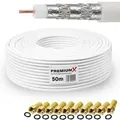 PremiumX 50m BASIC PRO Koaxialkabel 135dB 5-fach SAT Koax-Kabel Antennenkabel DVB-S / S2 DVB-C DVB-T BK Anlagen 10x F-Stecker
