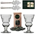 ALANDIA Absinth Zubehör Set Pontarlier Premium | 2x handgemachte Gläser mit Reservoir | 2x Löffel aus Edelstahl | 1x Zucker